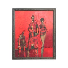 Red Figurative Abstract Cubist Painting