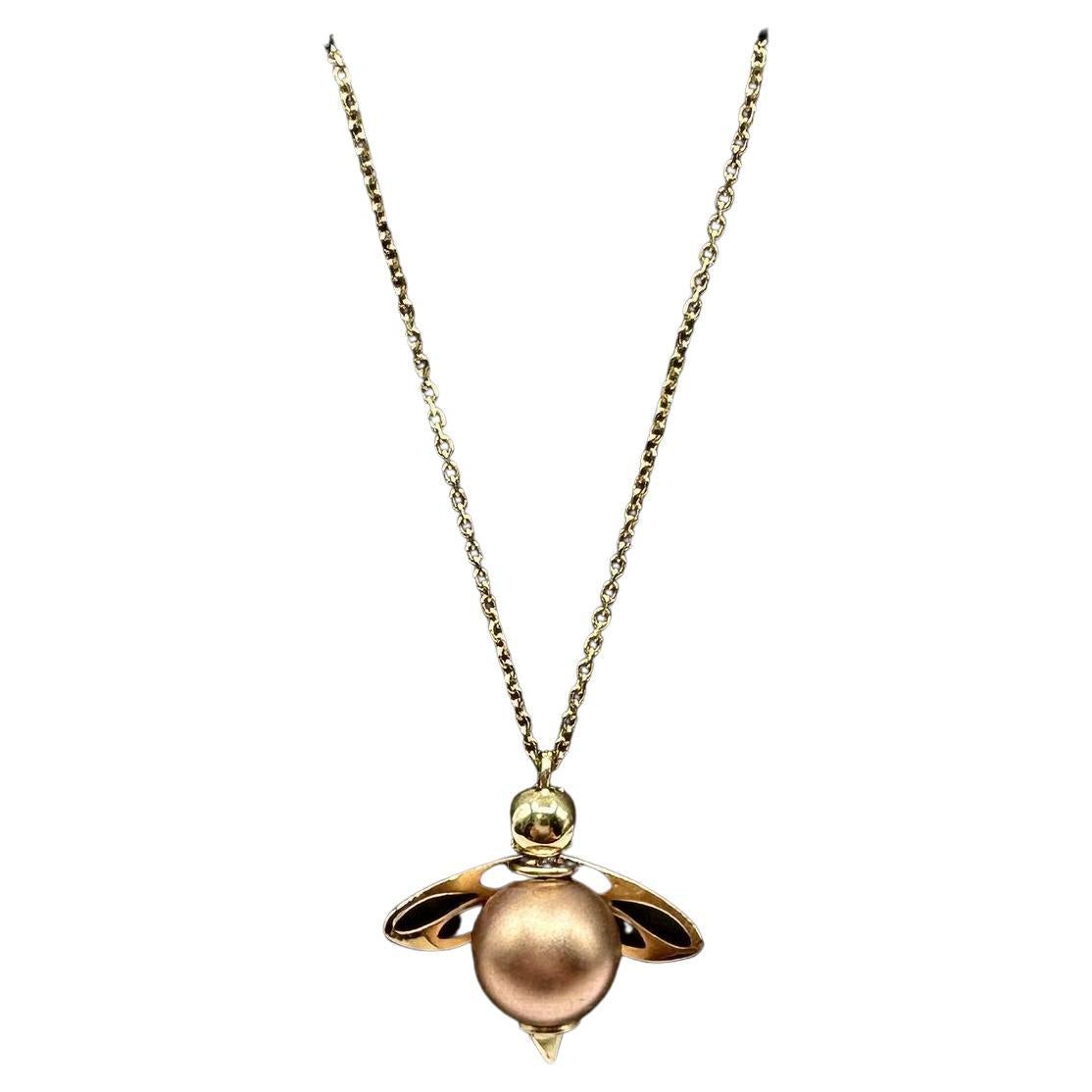 Bug Charm Anhänger in 14kt Gelbgold mit Rose Gold Akzent - 16-18", Neu