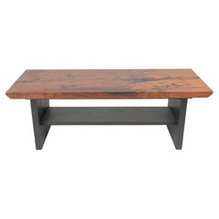 Bug Eaten Walnut Coffee Table with Ebonized Ash Frame