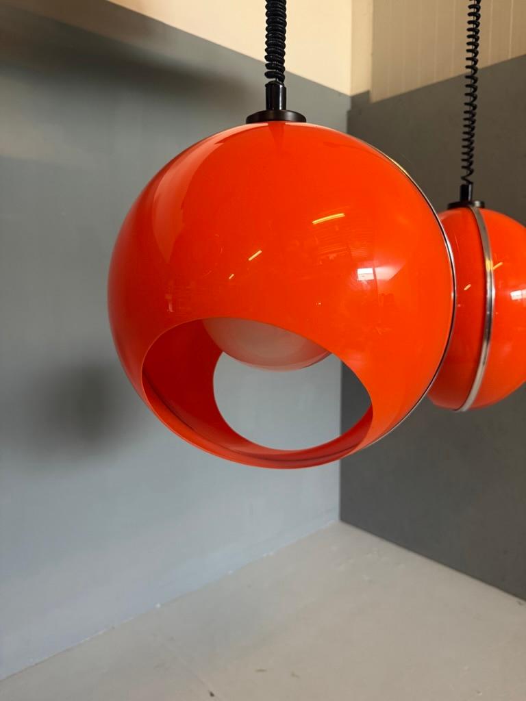 Bug Eye orange Space Age pendent set of 3 -Luigi Colani style- Italy For Sale 7