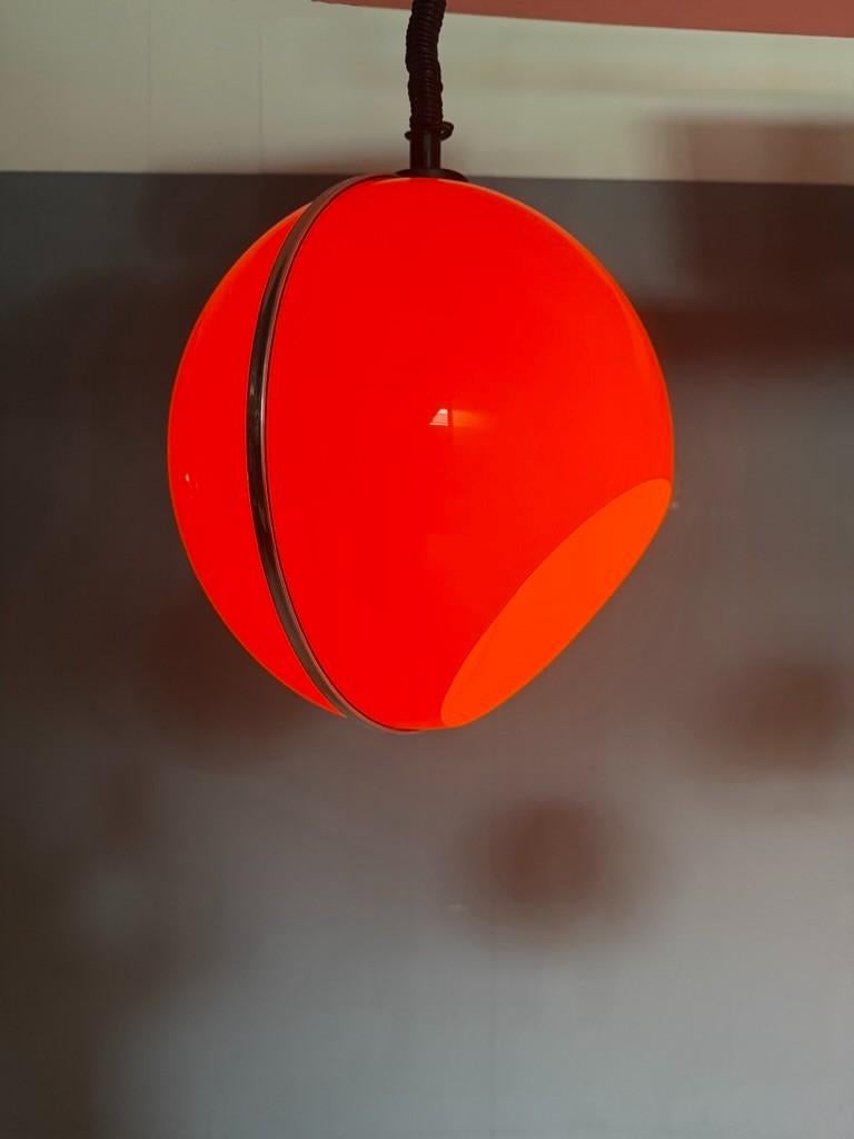 Glass Bug Eye orange Space Age pendent set of 3 -Luigi Colani style- Italy For Sale