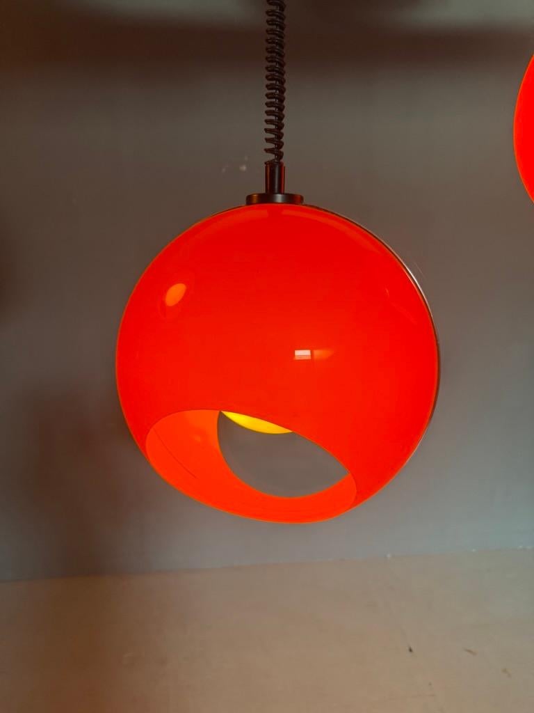 Bug Eye orange Space Age pendent set of 3 -Luigi Colani style- Italy For Sale 1