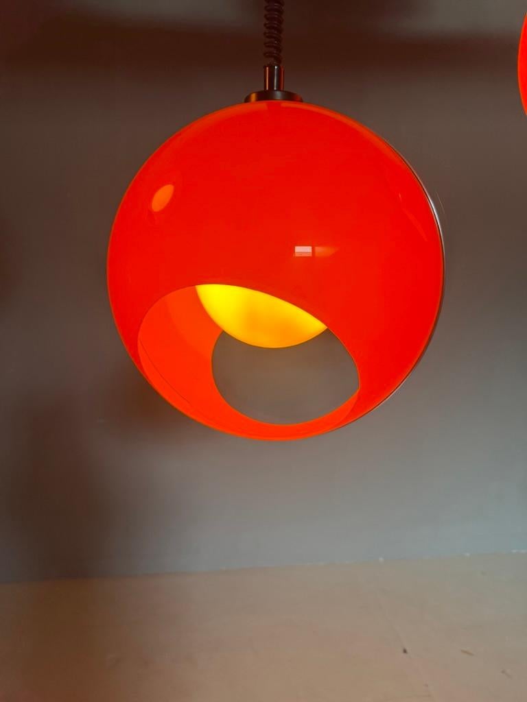 Bug Eye orange Space Age pendent set of 3 -Luigi Colani style- Italy For Sale 2