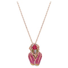 Bug Pink Tourmaline Diamond Sapphire & Garnet 18K Rose Gold Pendant Necklace
