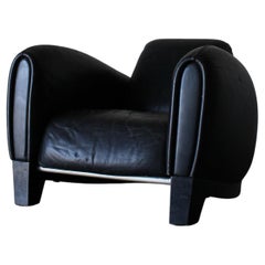 Sillón de cuero negro "Bugatti DS 57" de Franz Romero para De Sede