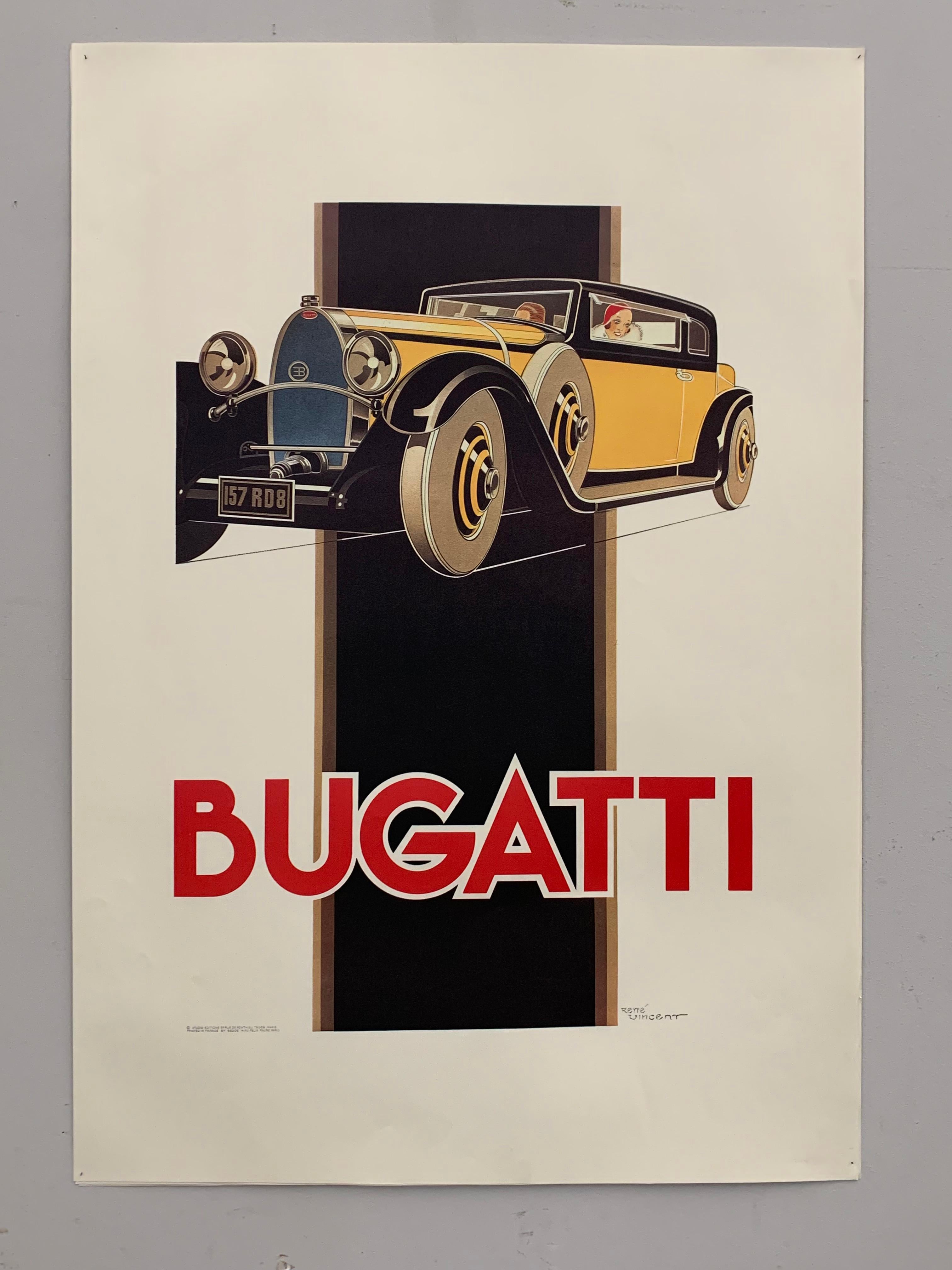 Póster Bugatti de Rene Vincent para Bedos, París, años 60 en venta 5