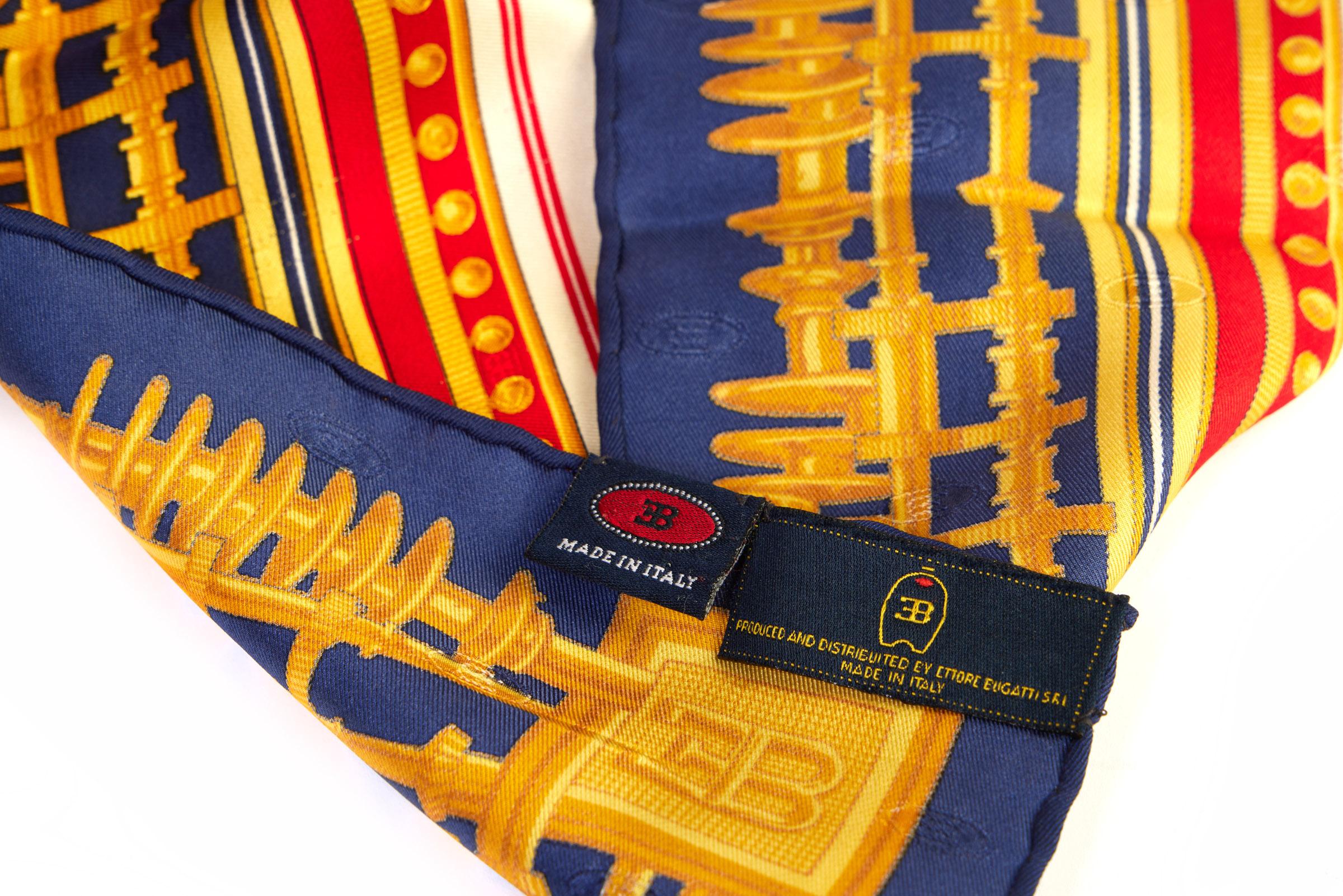 Bugatti Rare Silk Automotive Scarf In Excellent Condition In West Hollywood, CA