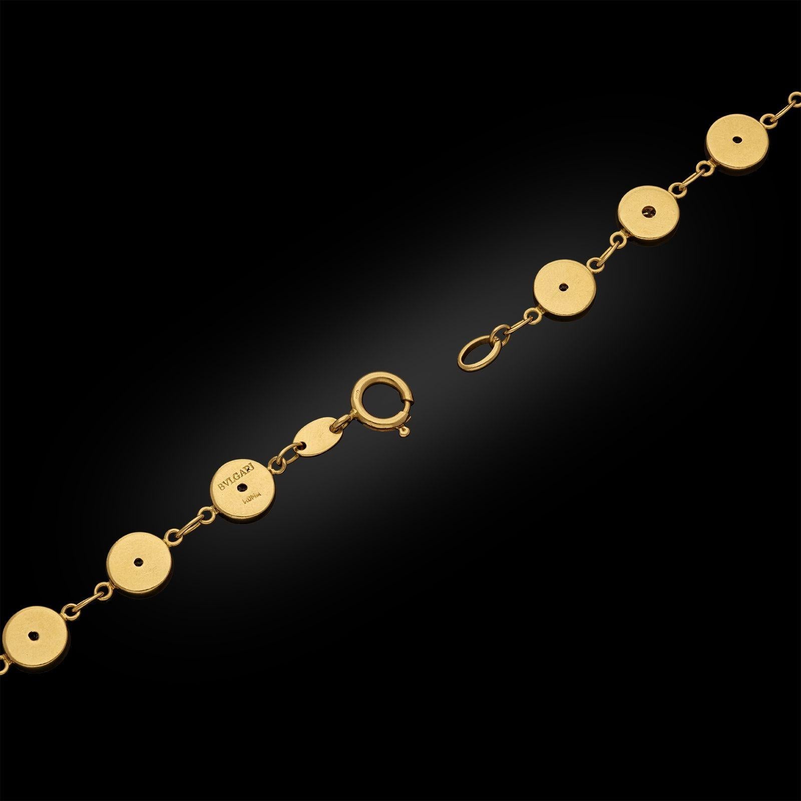 Buglari 18 Carat Gold and Diamond Long Sautoir Necklace, circa 1990s In Good Condition For Sale In London, GB
