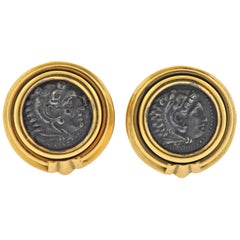 Buglari Gold Ancient Coin Earrings