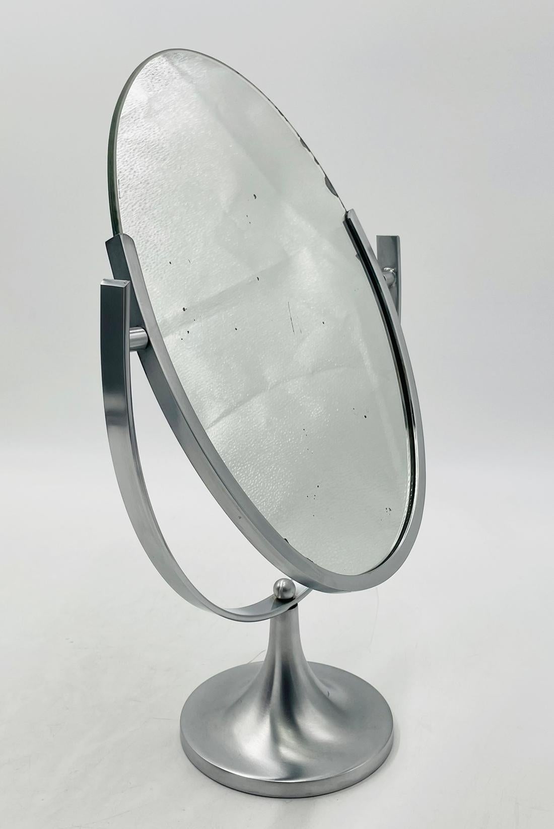 Mid-Century Modern Bugle Base Vanity Mirror by Charles Hollis Jones, USA 1960's For Sale