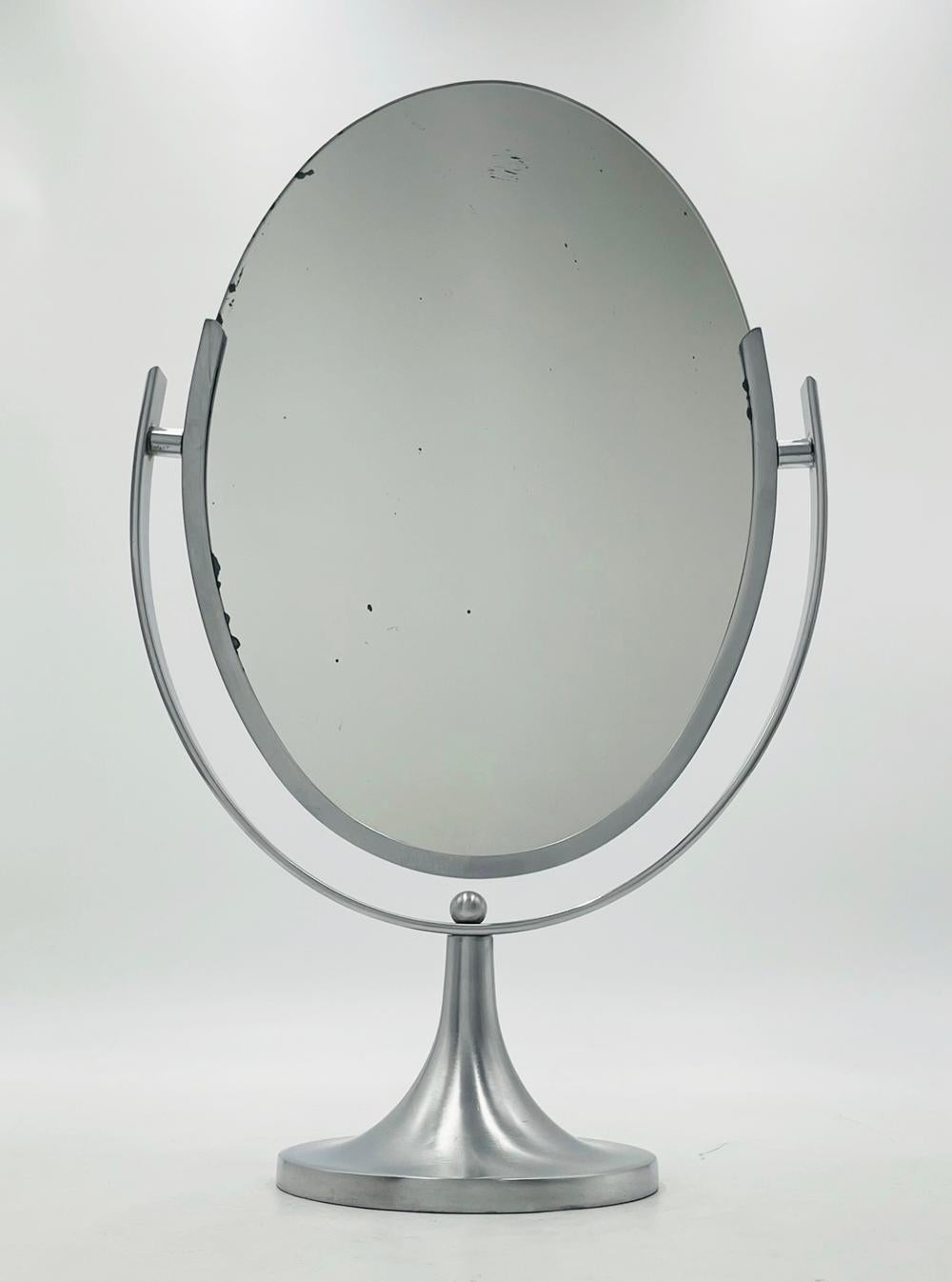 Plated Bugle Base Vanity Mirror by Charles Hollis Jones, USA 1960's For Sale