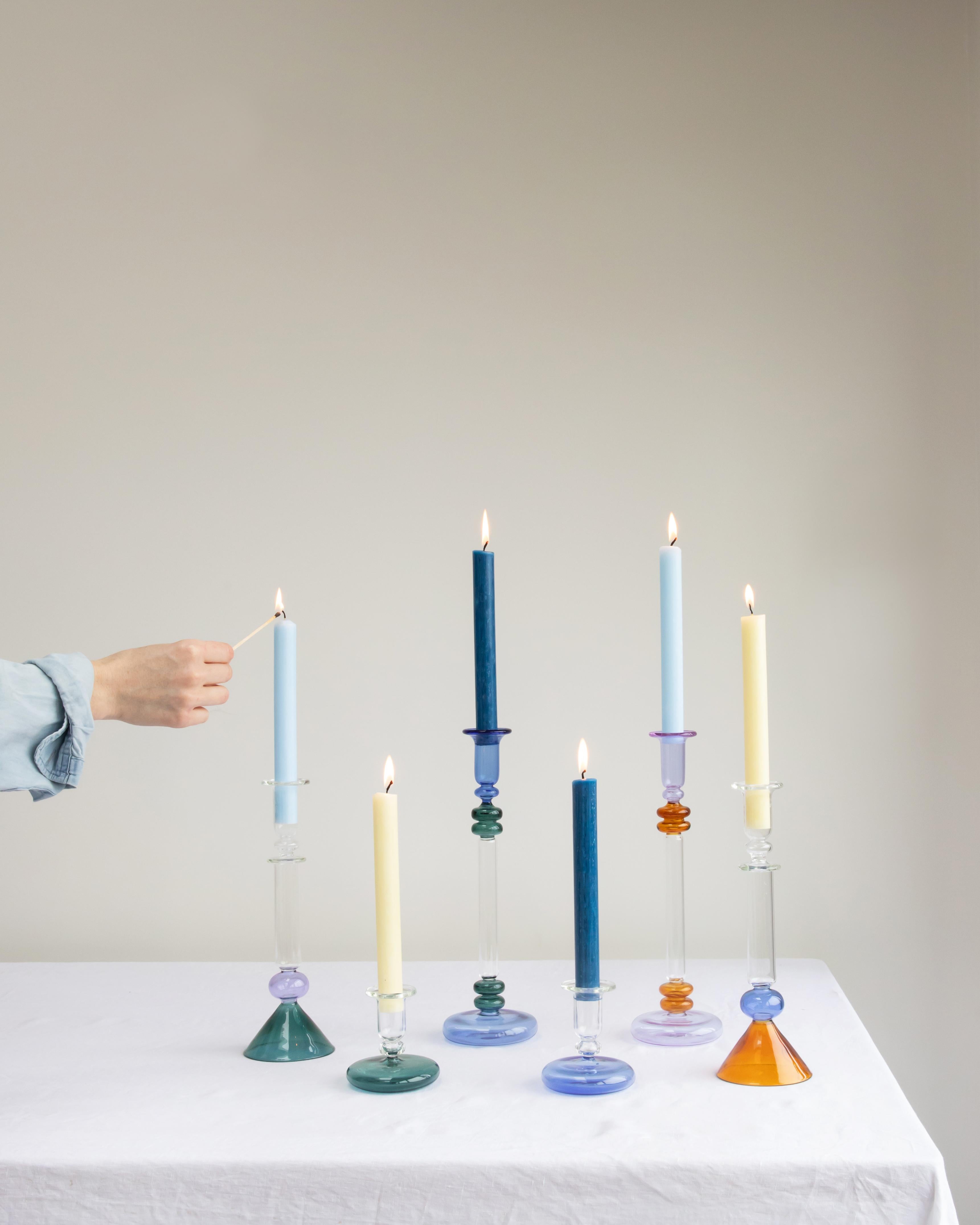 Art Déco Candeliere in vetro Bugle - Blu e verde acqua in vendita