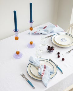 Bugle Glass Candlestick - Purple & Amber