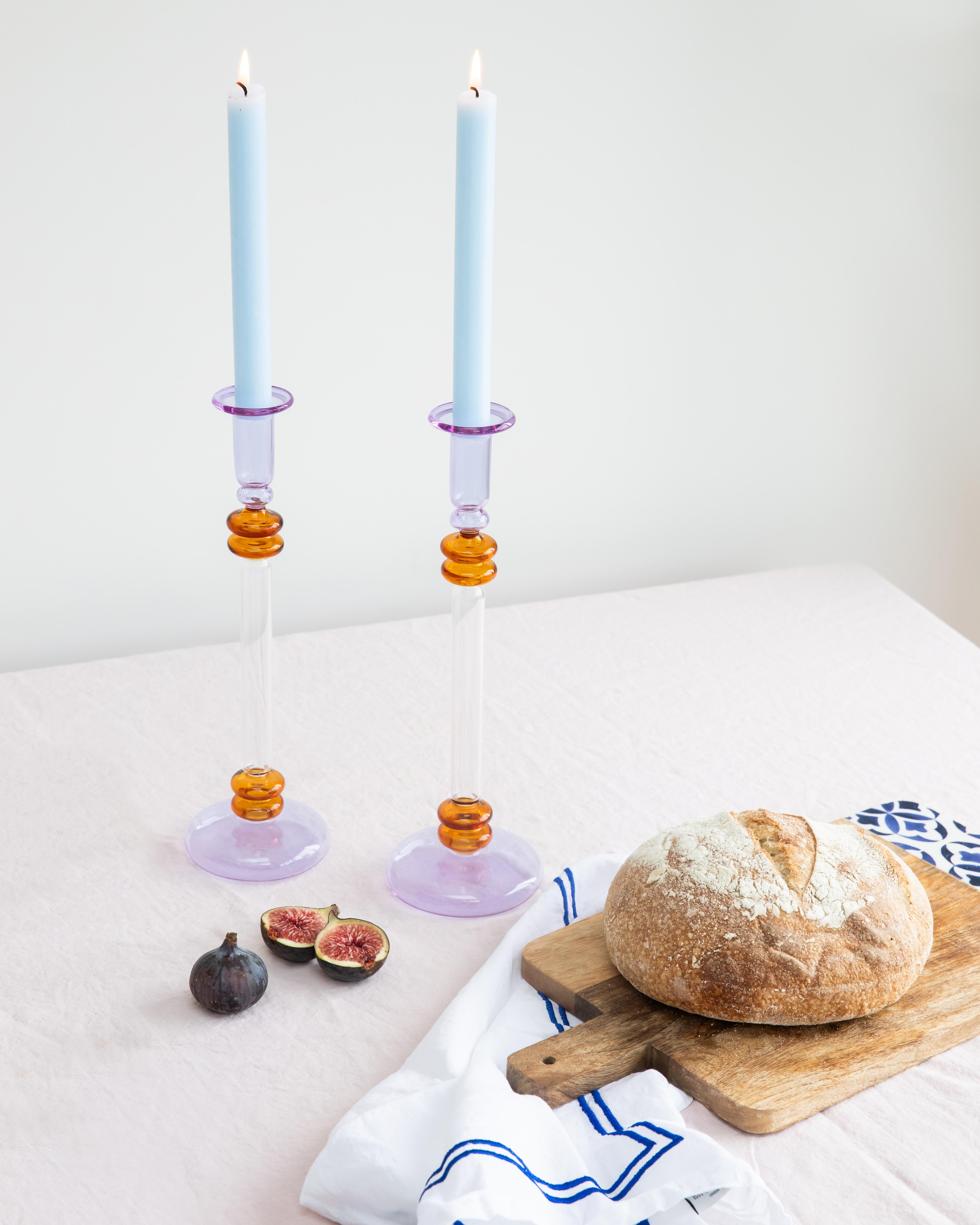 Art Déco Candeliere in vetro di Bugle - Viola e ambra in vendita
