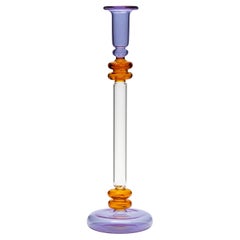 Candelabro de vidrio Bugle - Morado y Ámbar