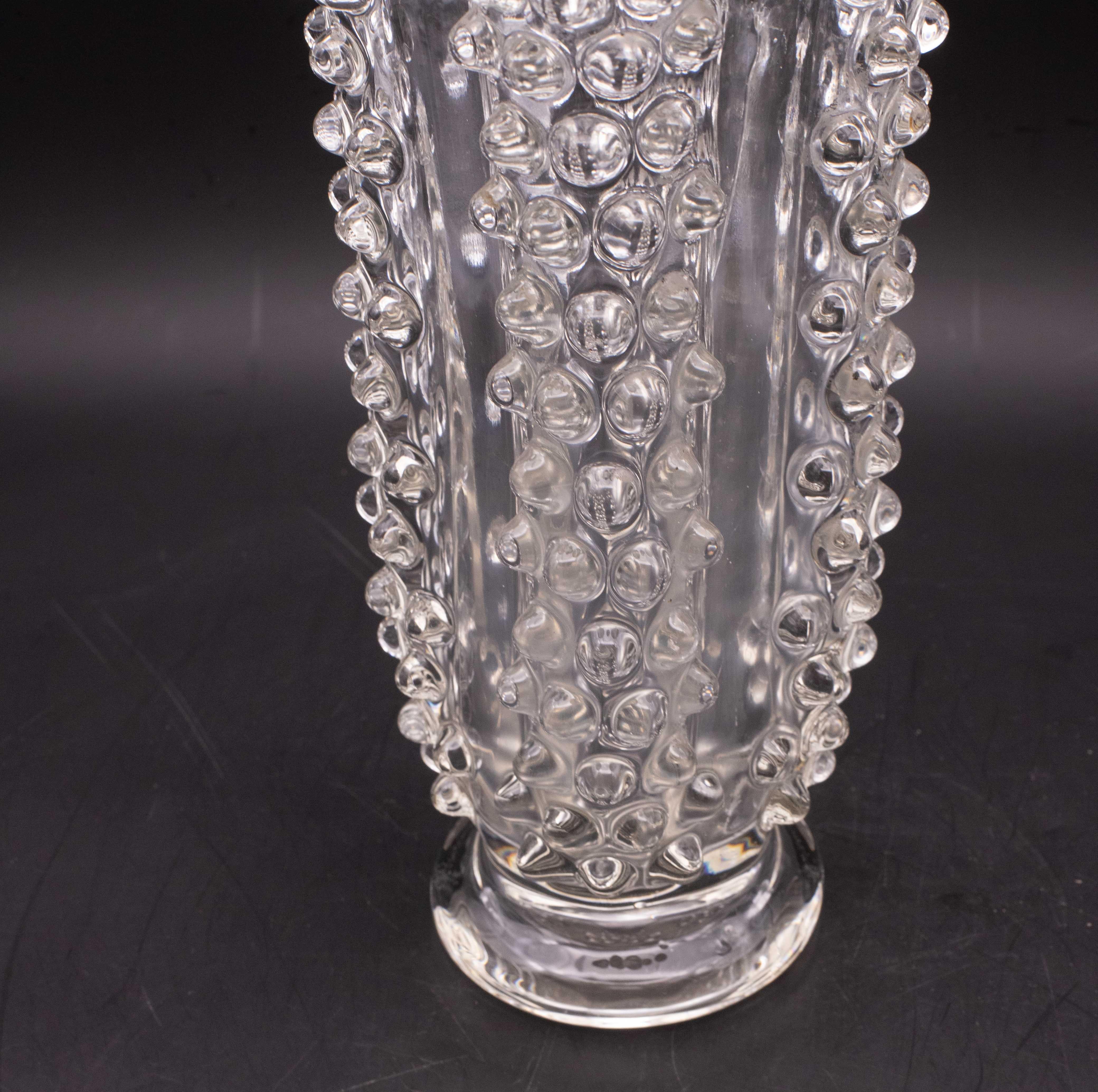 Bugnato Murano Glass Italian Rostrato Vase by Barovier & Toso, 1960s In Good Condition For Sale In Roma, IT