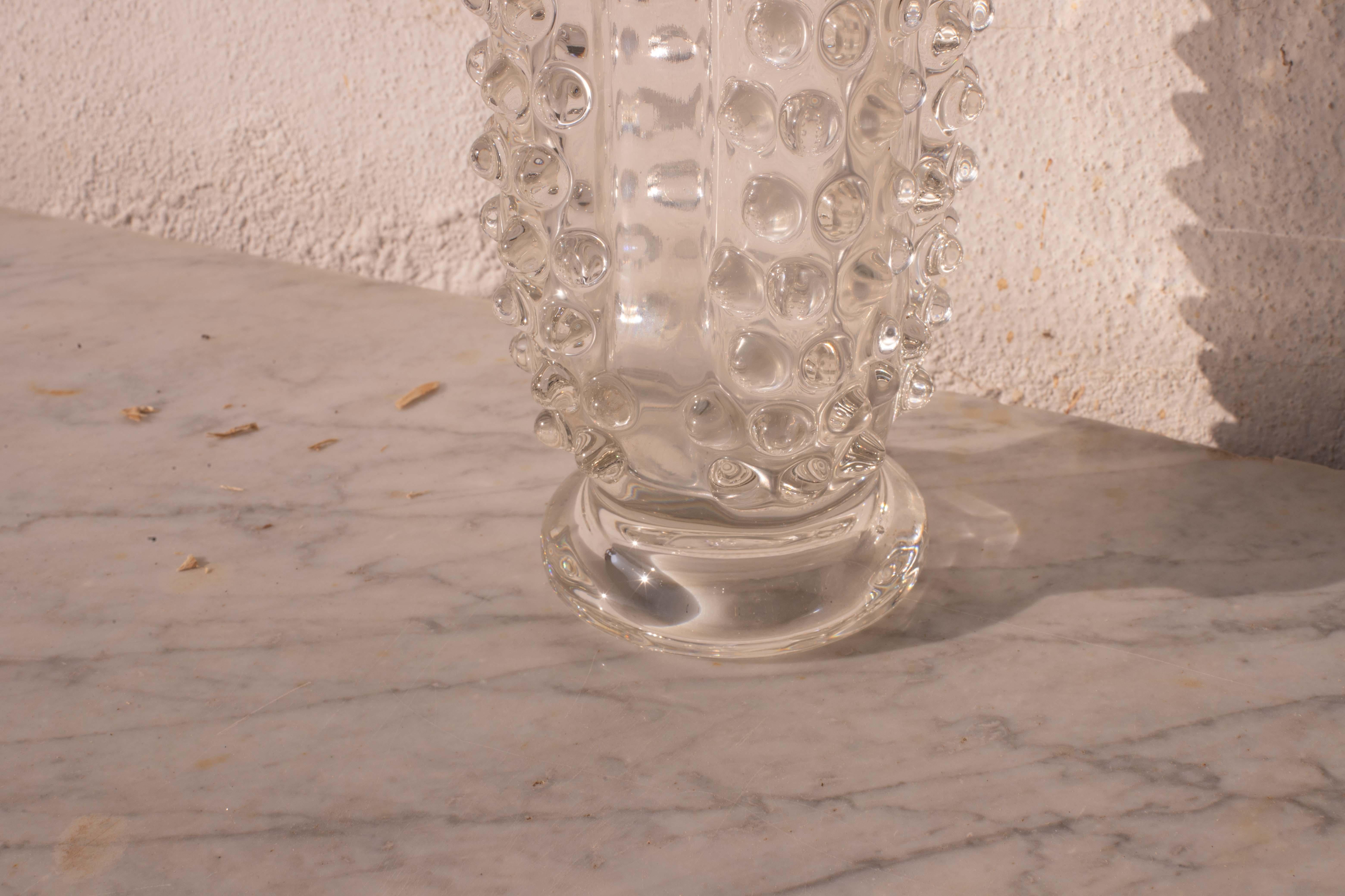 Bugnato Murano Glass Italian Rostrato Vase by Barovier & Toso, 1960s For Sale 1