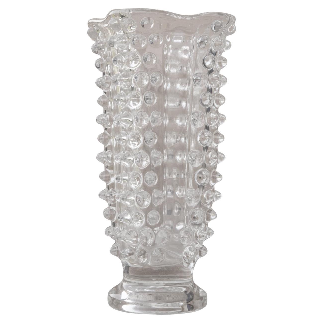 Bugnato Murano Glass Italian Rostrato Vase by Barovier & Toso, 1960s For Sale