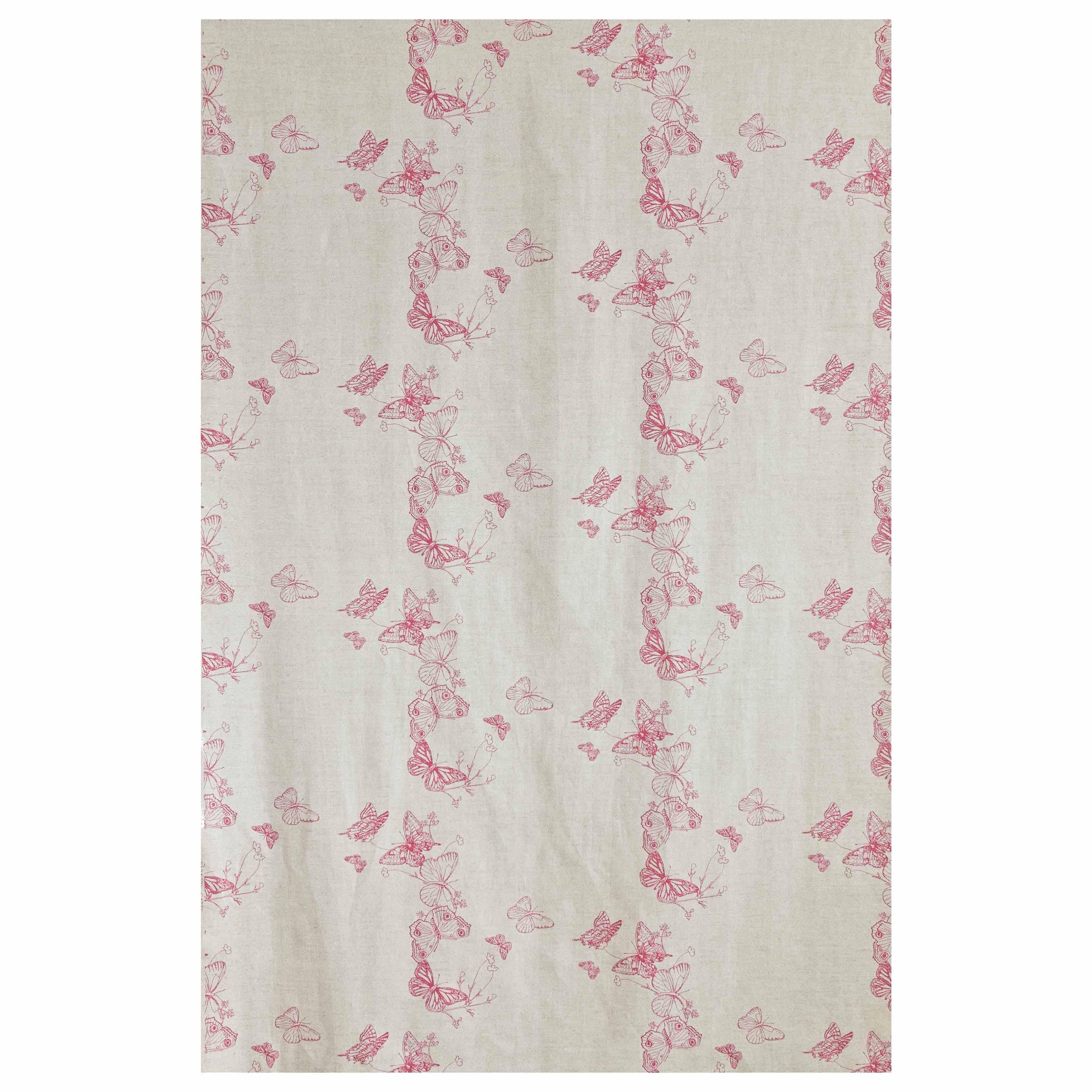 'Bugs & Butterflies' Contemporary, Traditional Fabric in Raspberry For Sale