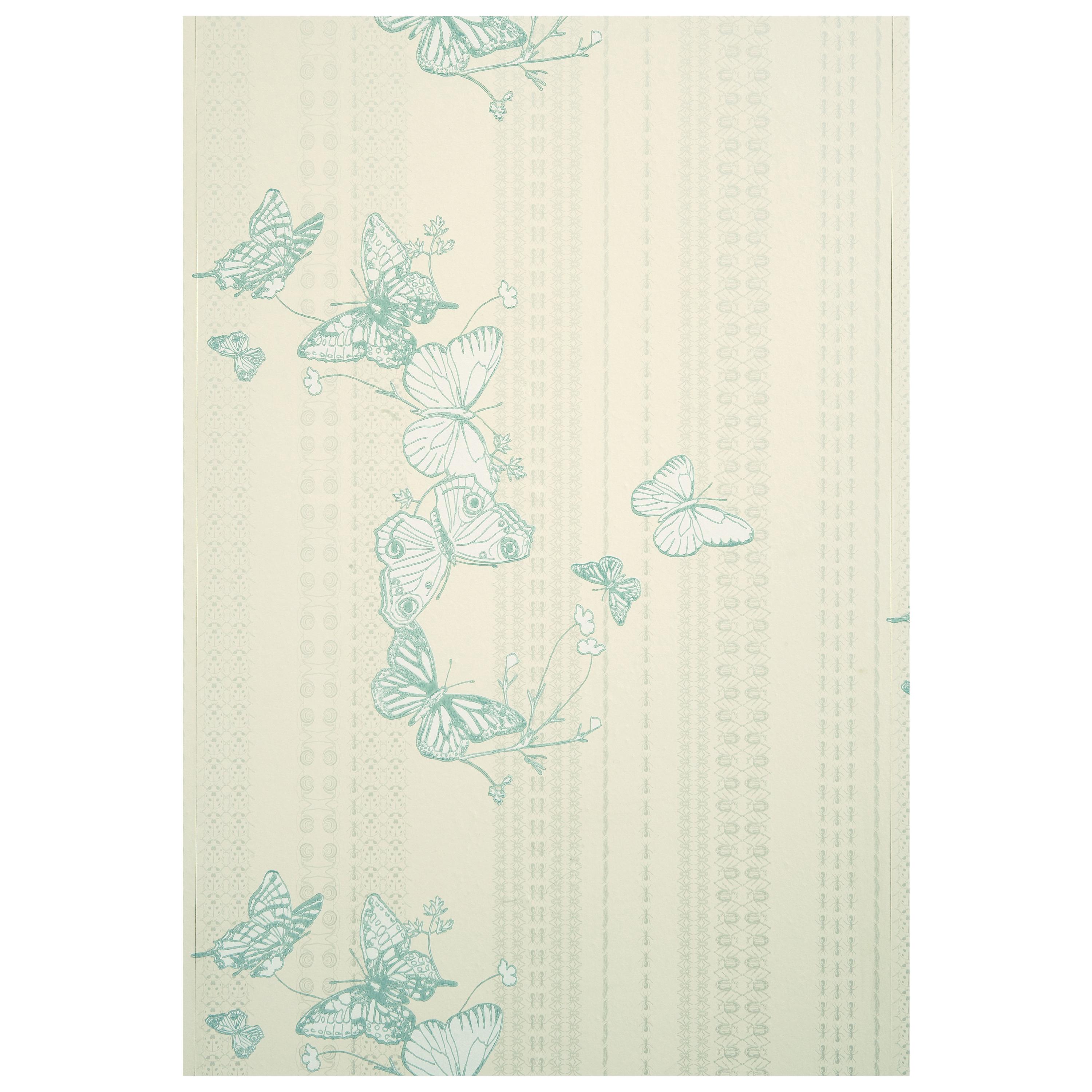 'Bugs & Butterflies' Contemporary, Traditional Wallpaper in Ice Blue im Angebot