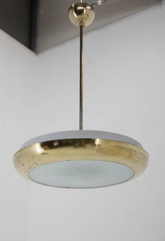 Bauhaus / Functionalist Brass Chandelier UFO, 1930s, Restored