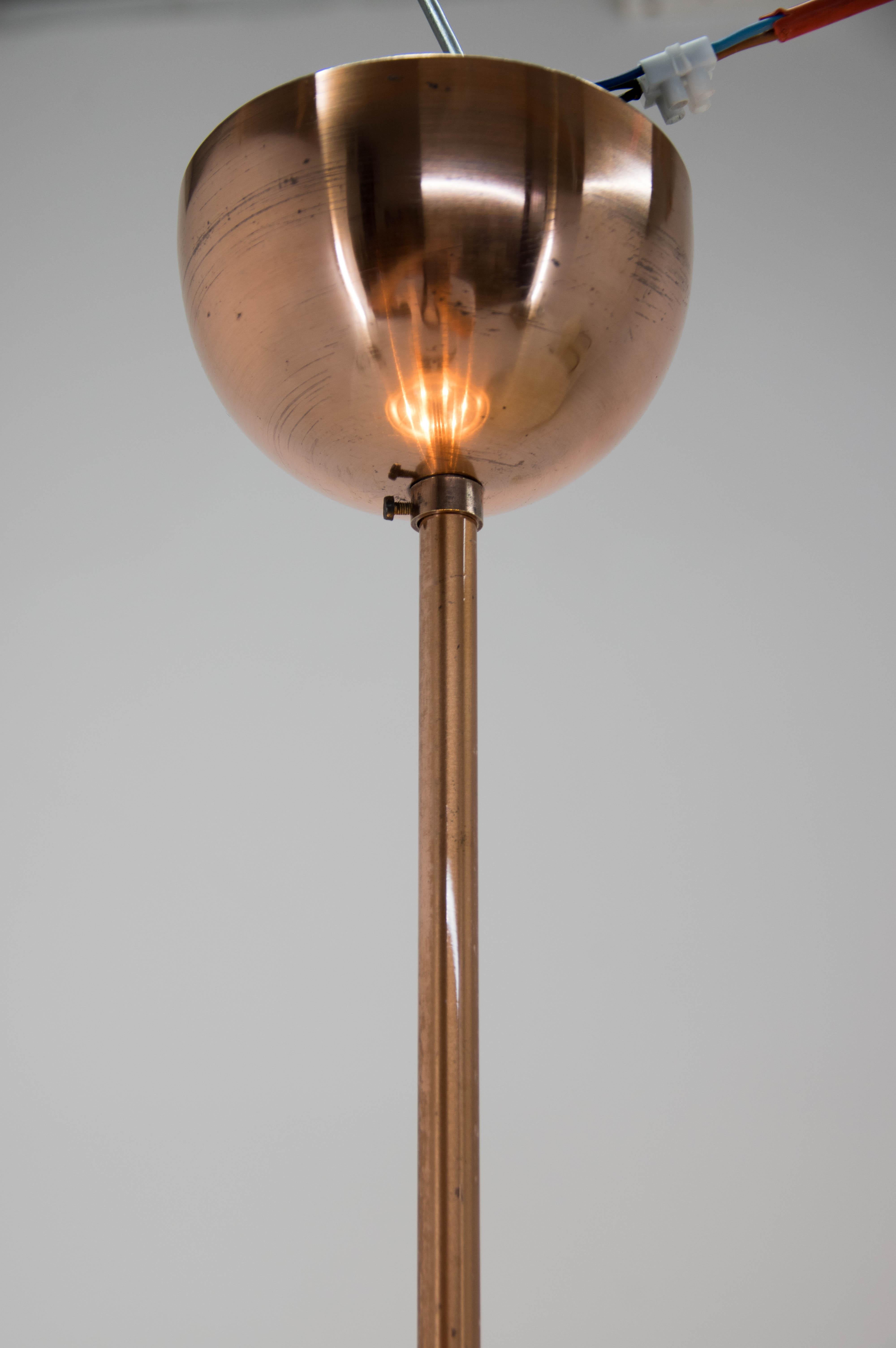 Bauhaus / Functionalist Copper Chandelier Ufo, 1930s, Restored In Good Condition For Sale In Praha, CZ