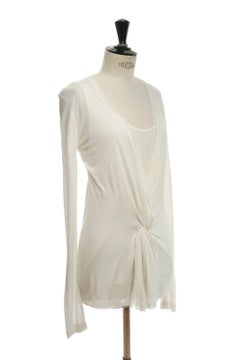 BUI BARBARA BUI white draped knotted front viscose silk long sleeve top XS US0