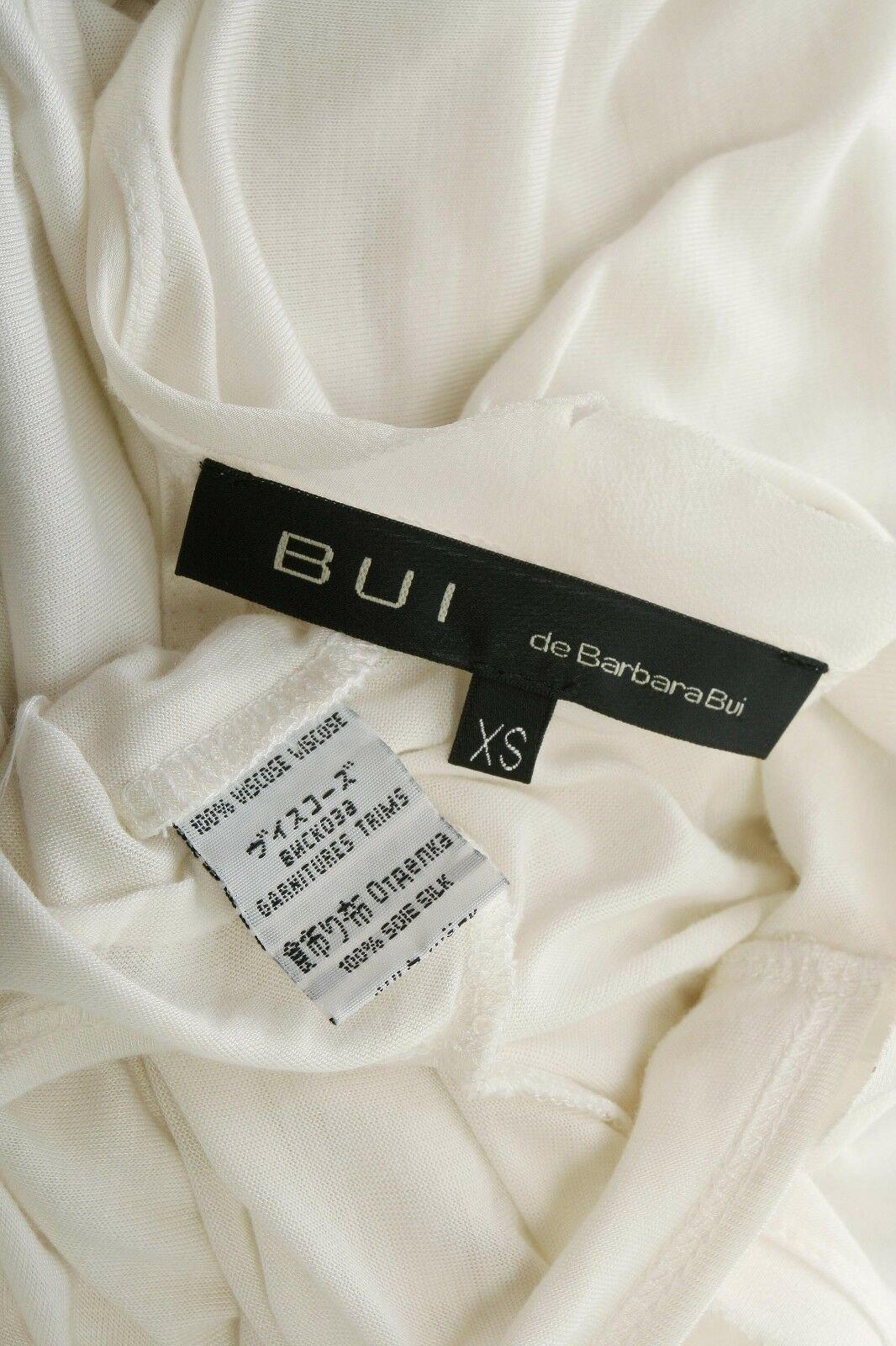 BUI BARBARA BUI white draped knotted front viscose silk long sleeve top XS US0 1