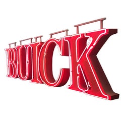 Vintage Buick Automobiles Dealership Neon Sign