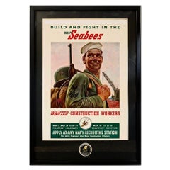 "Build and Fight in the Navy Seabees" Vintage WWII Poster by John Philip Falter