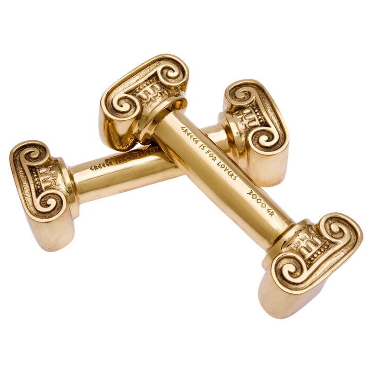 'Build You Myth' solid brass dumbbells For Sale at 1stDibs