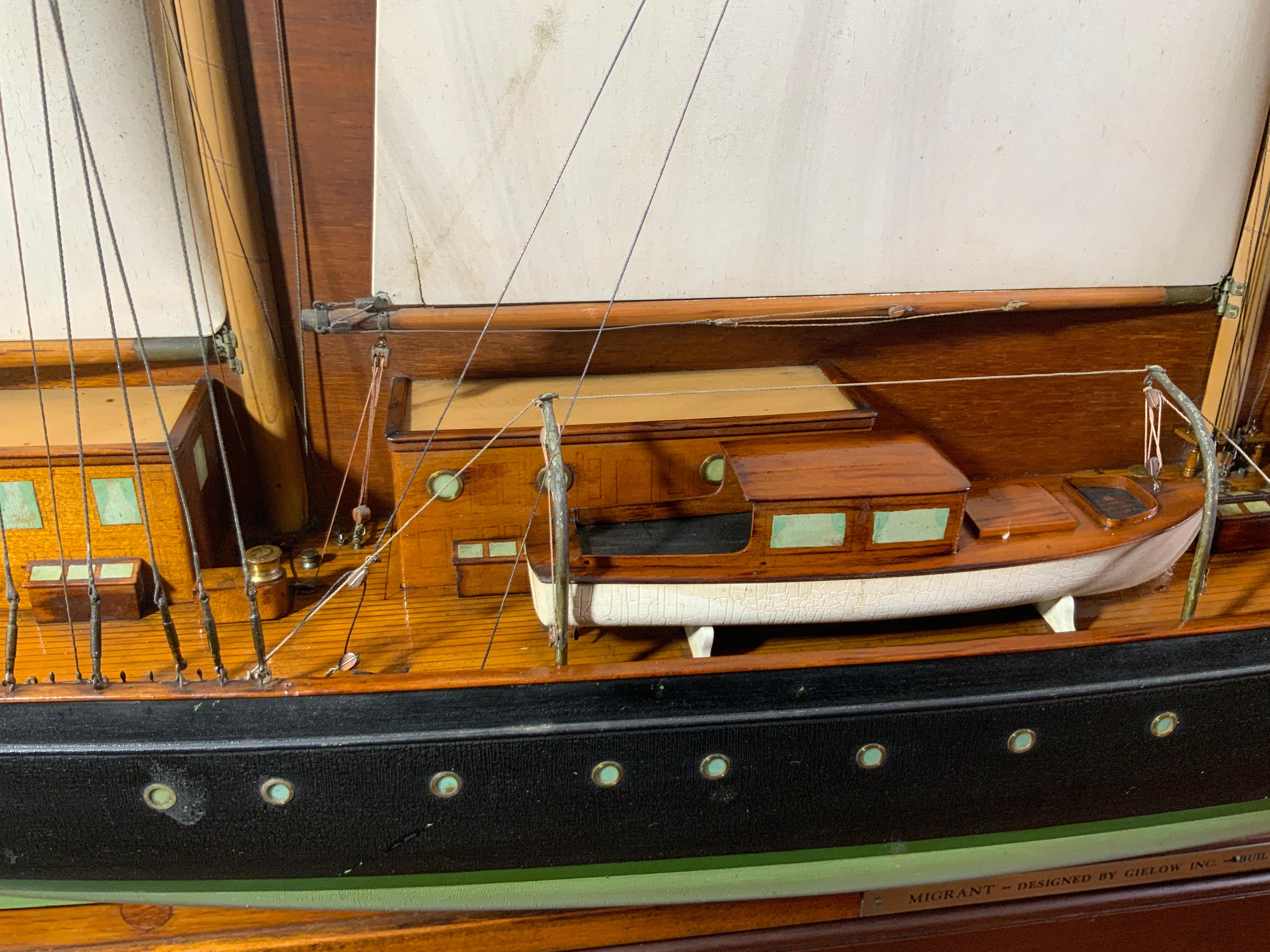 Wood Builder’s Half Model of the Schooner Yacht Migrant For Sale