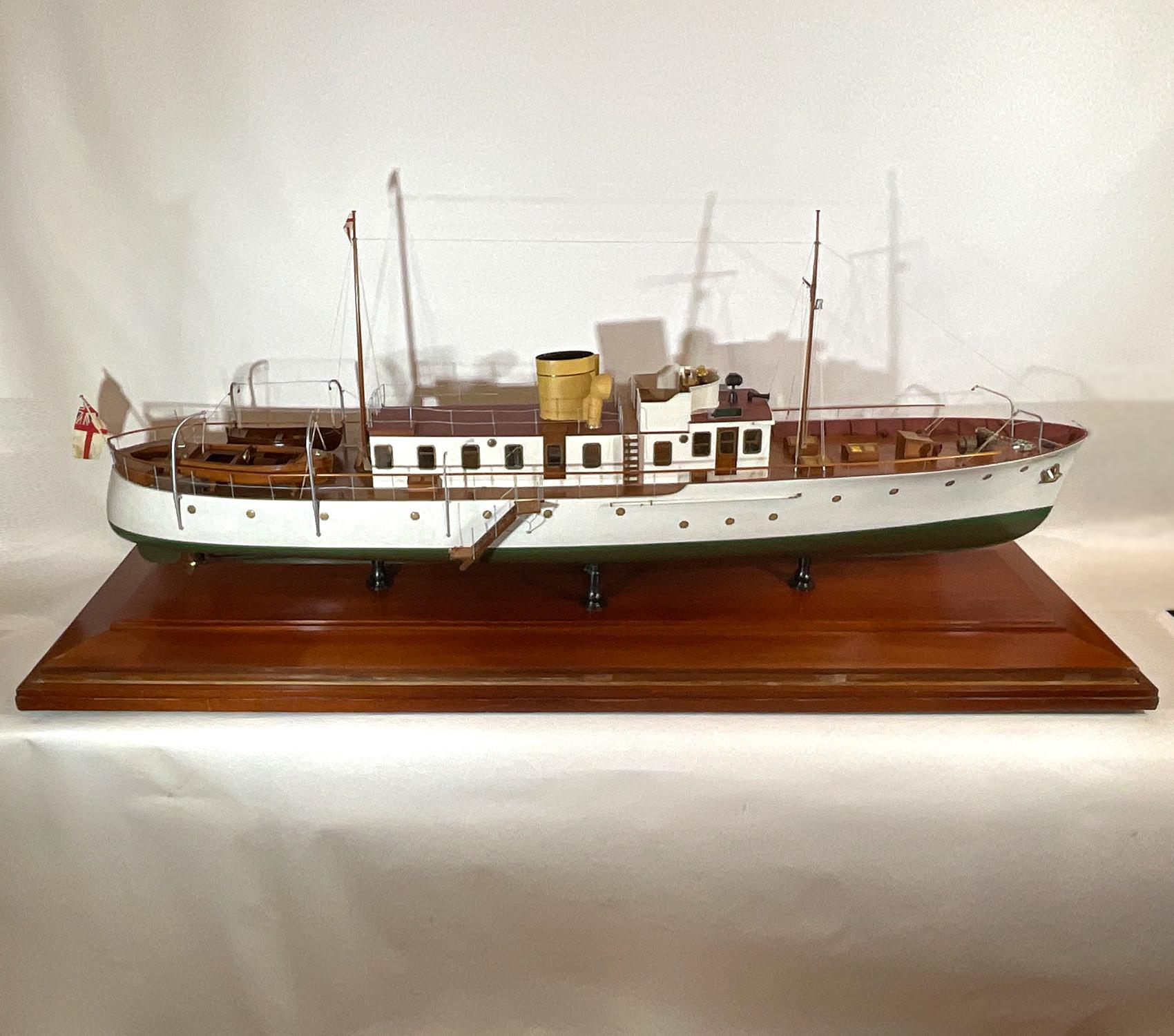Extraordinary original dockyard builders model of the royal yacht squadron vessel RYS CETO, a 130 ton diesel yacht owned by the Earl Fitzwilliam. Built in 1935 by Vosper. RYS CETO served in the royal navy during World War II. This model is