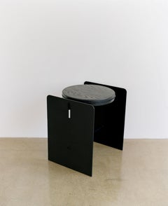 [Sample Sale] Building Blocks, Black Ash Stool/Side Table with Leather Detail