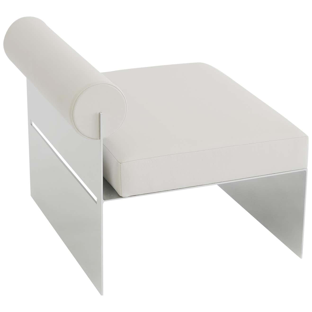 Building Blocks, Modern Geometric Side Chair with White Leather and ...