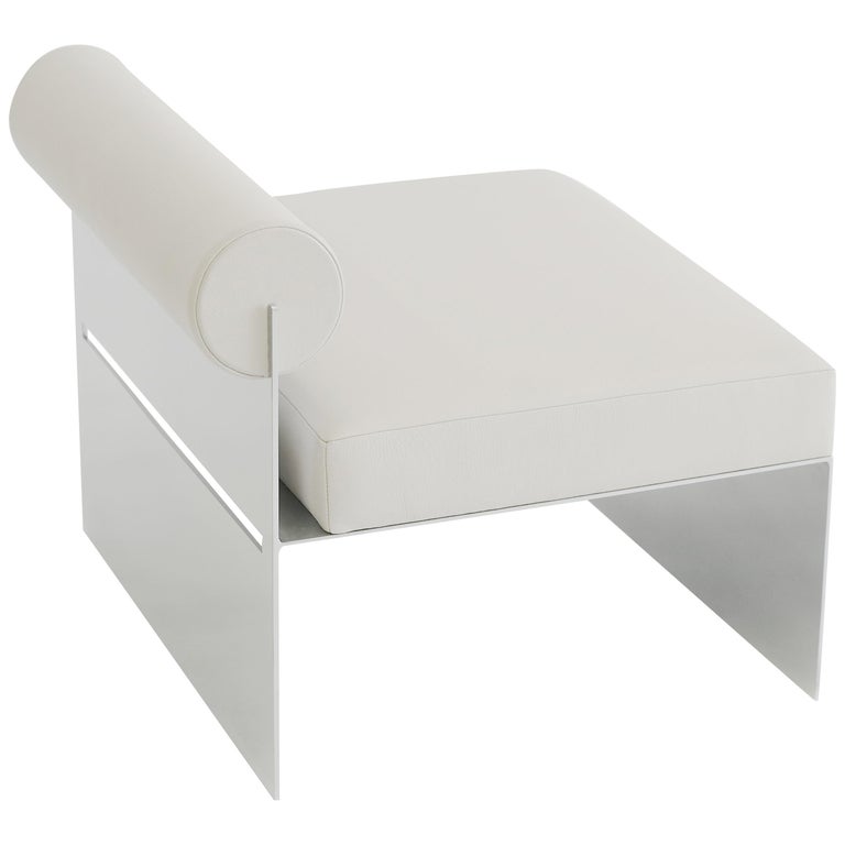 Building Blocks, Modern Geometric Side Chair with White Leather and ...