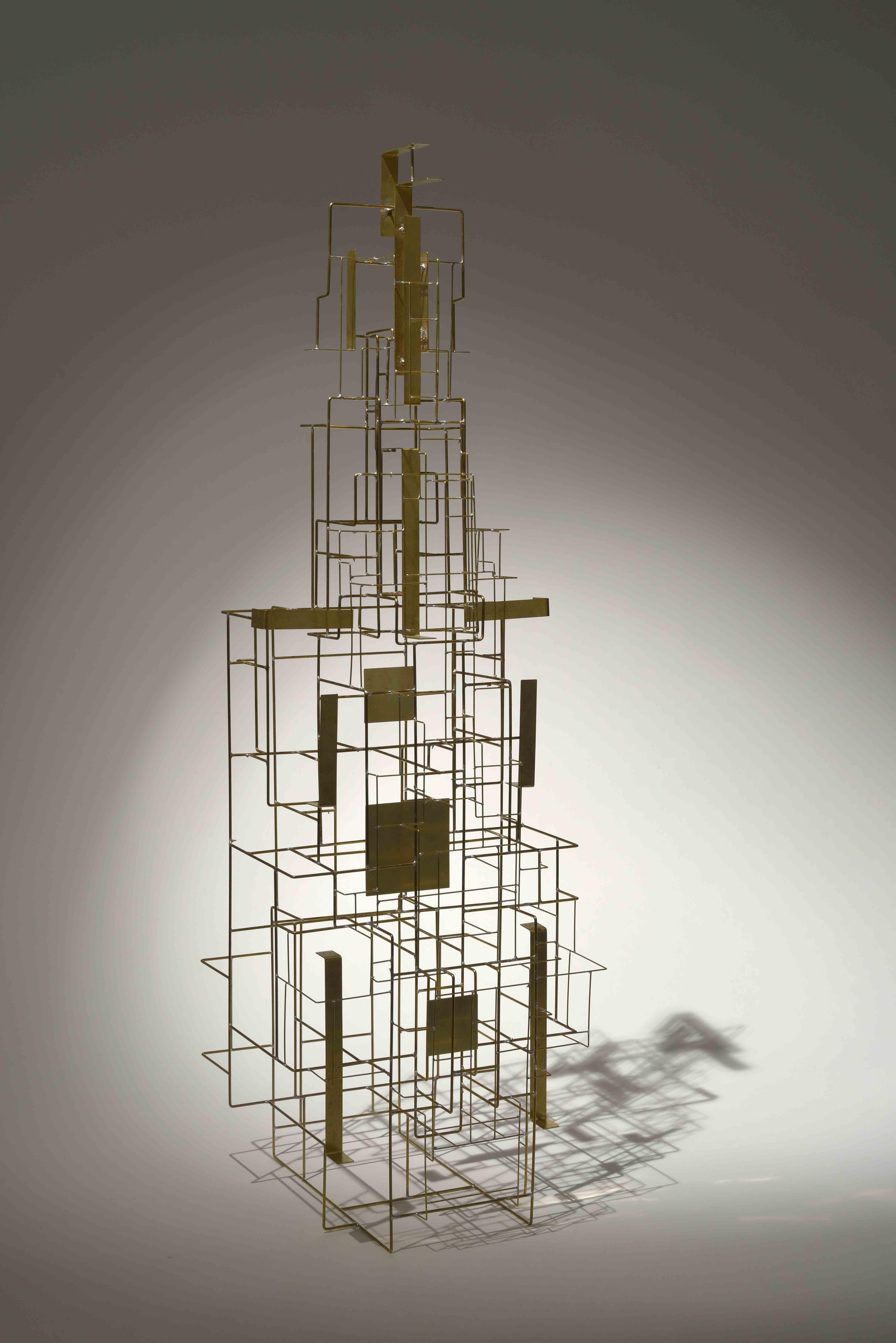 Gebäudeskulptur aus Messing von Eric de Dormael (Französisch) im Angebot