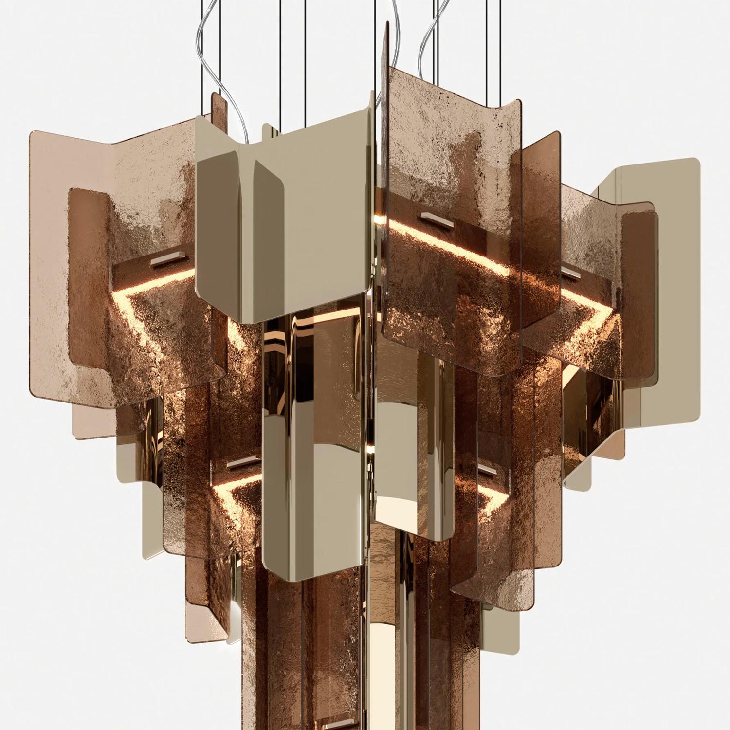 Italiano Sospensione in vetro bronzato per edifici in vendita