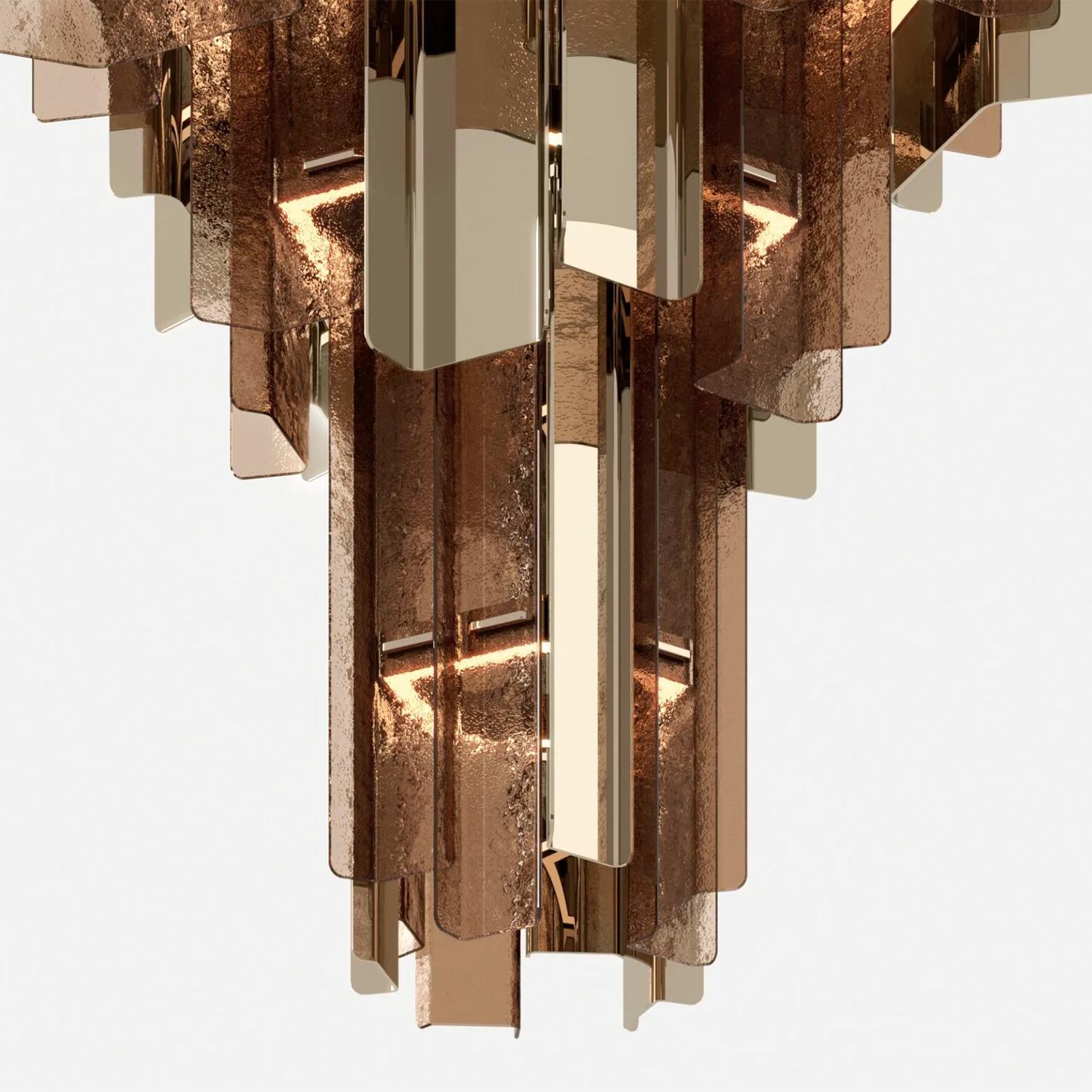 Fatto a mano Sospensione in vetro bronzato per edifici in vendita