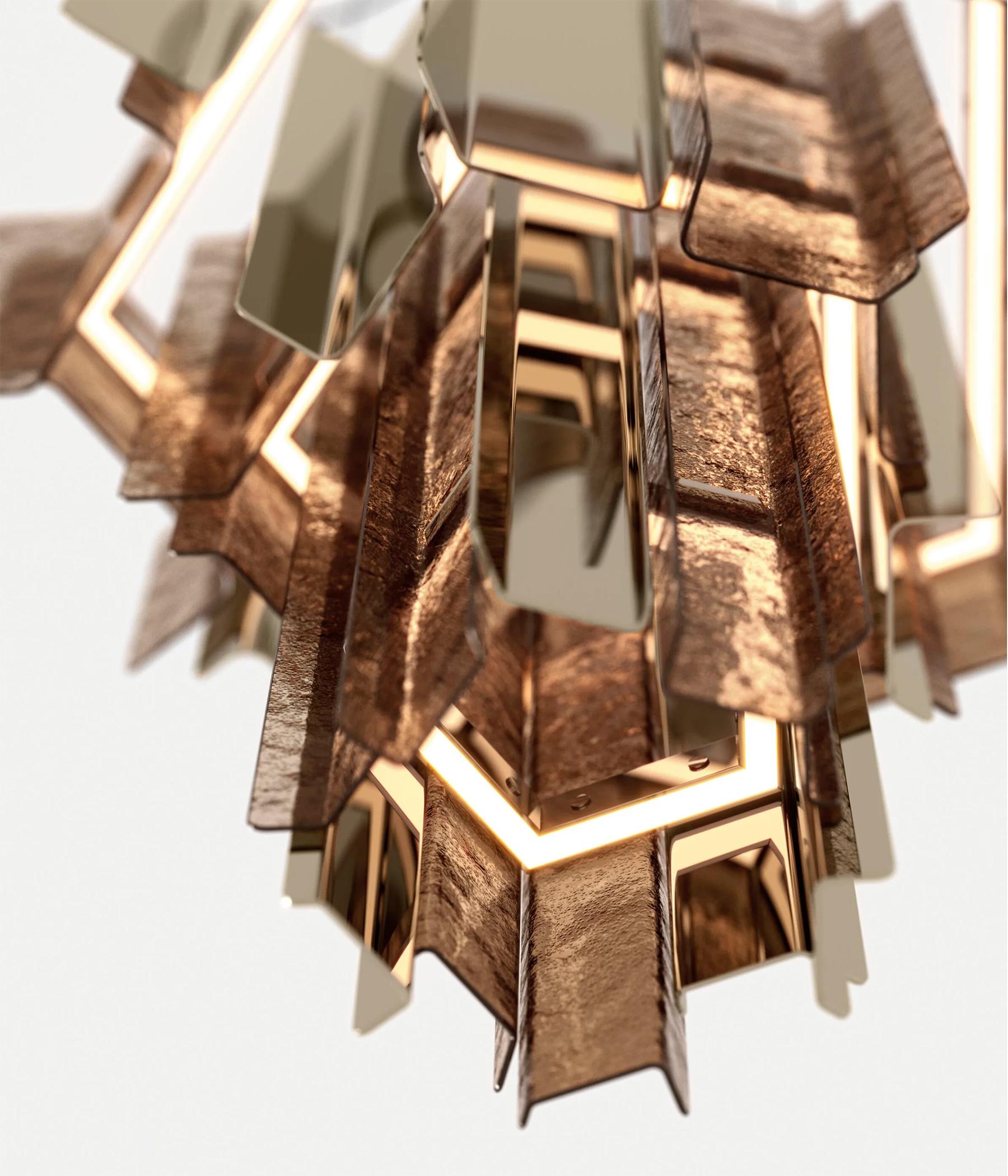 XXI secolo e contemporaneo Sospensione in vetro bronzato per edifici in vendita