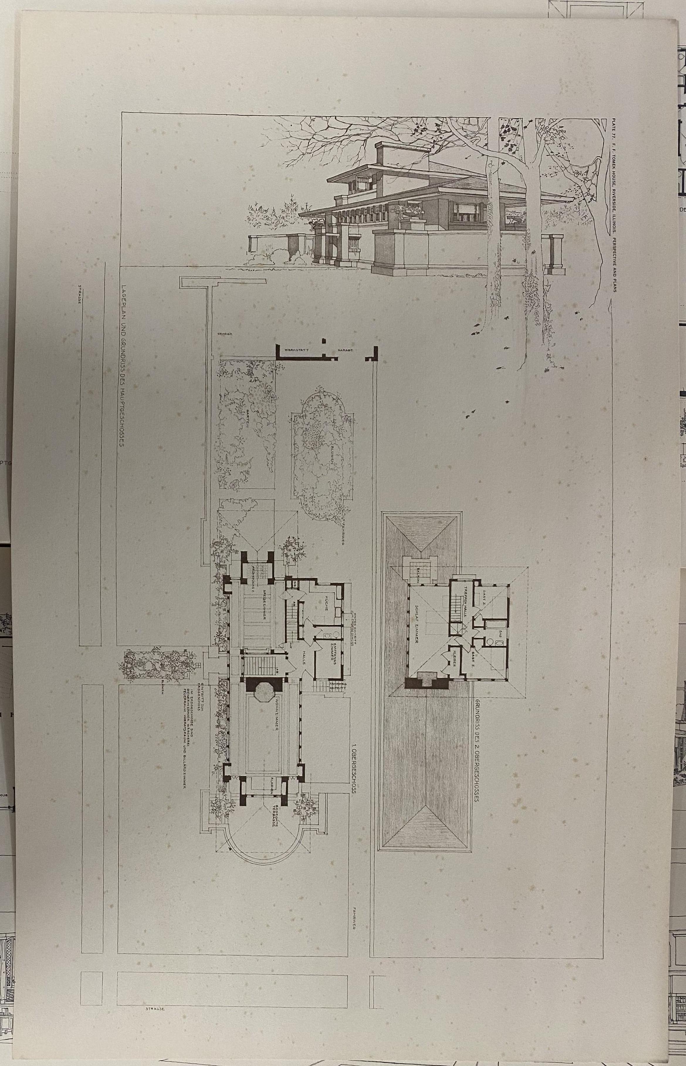 Forward by William Wesley Peters
A monumental folio of 100 large drawings and plans of Buildings designed by the renowned architect Frank Lloyd Wright, it comes with a booklet which gives a brief description of each and features works from the early