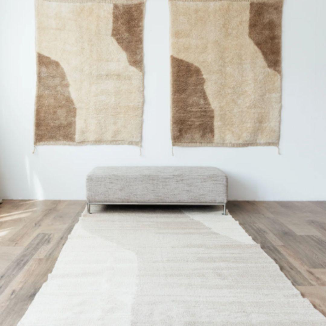 Moroccan BUJA Custom Berber Wool Rug Modern Handwoven Large Minimalist Contemporary For Sale