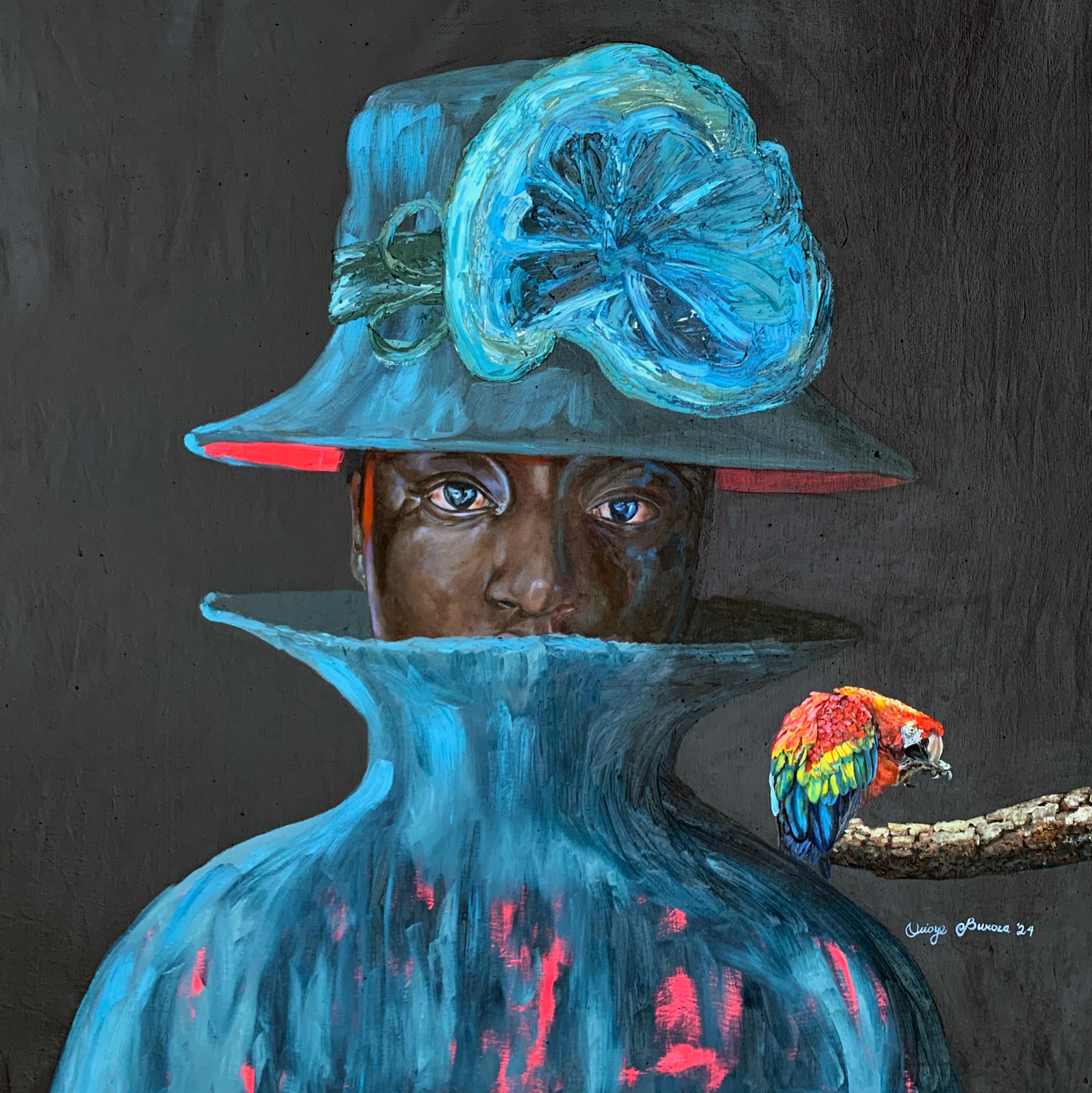 Aiyekooto (Insicuro) - Ritratto africano contemporaneo con simbolismo del pappagallo