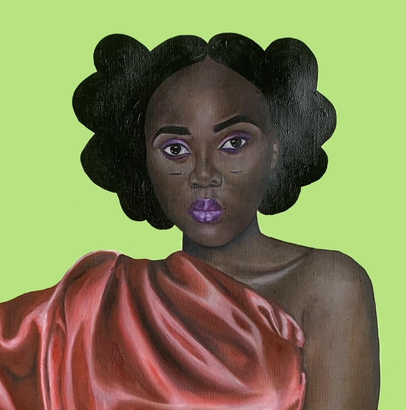African Woman Essence - Zeitgenössisches figuratives Porträt einer schwarzen Schönheit (Pop-Art), Art, von Bukola Orioye
