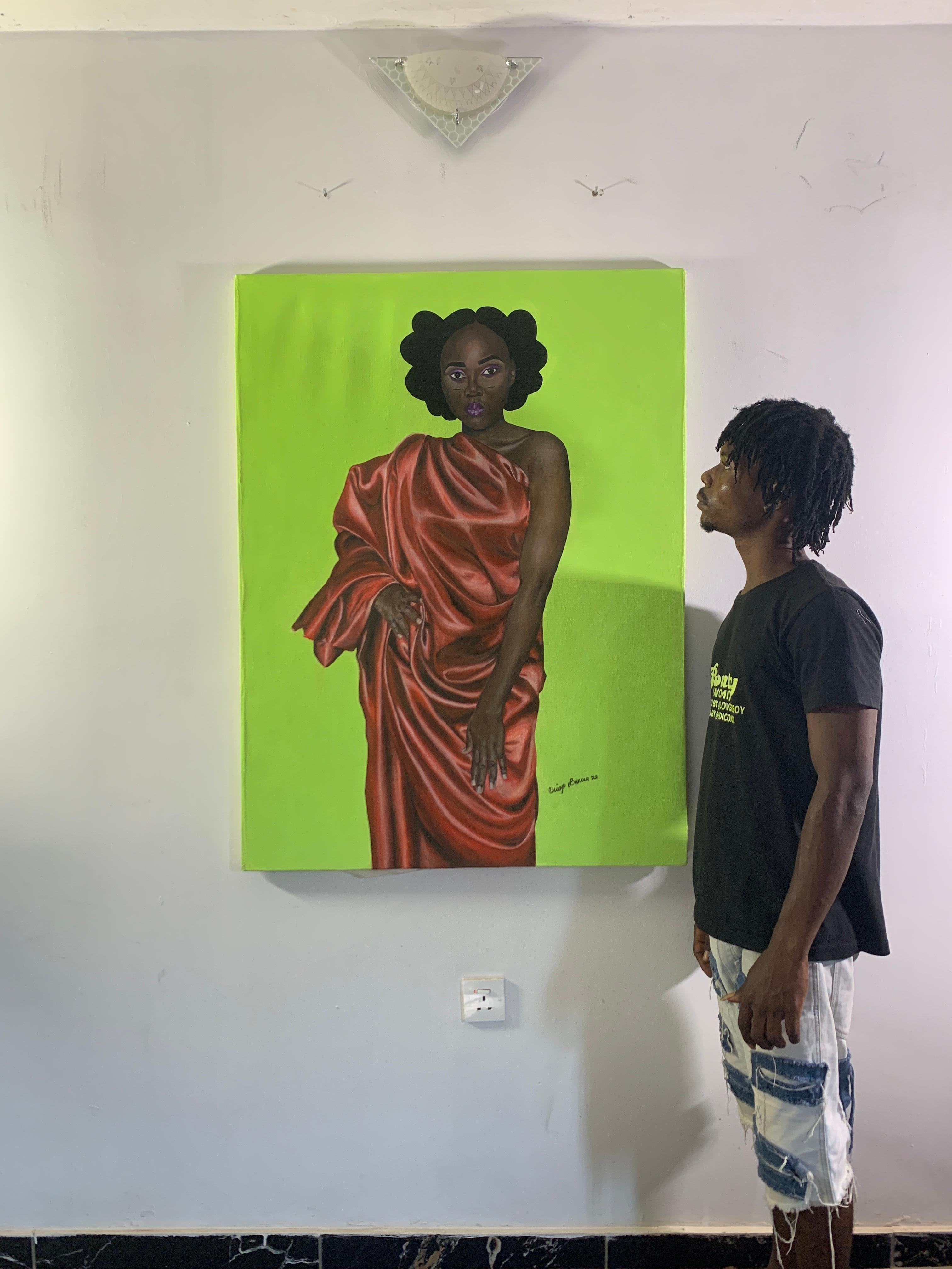 African Woman Essence - Zeitgenössisches figuratives Porträt einer schwarzen Schönheit im Angebot 2