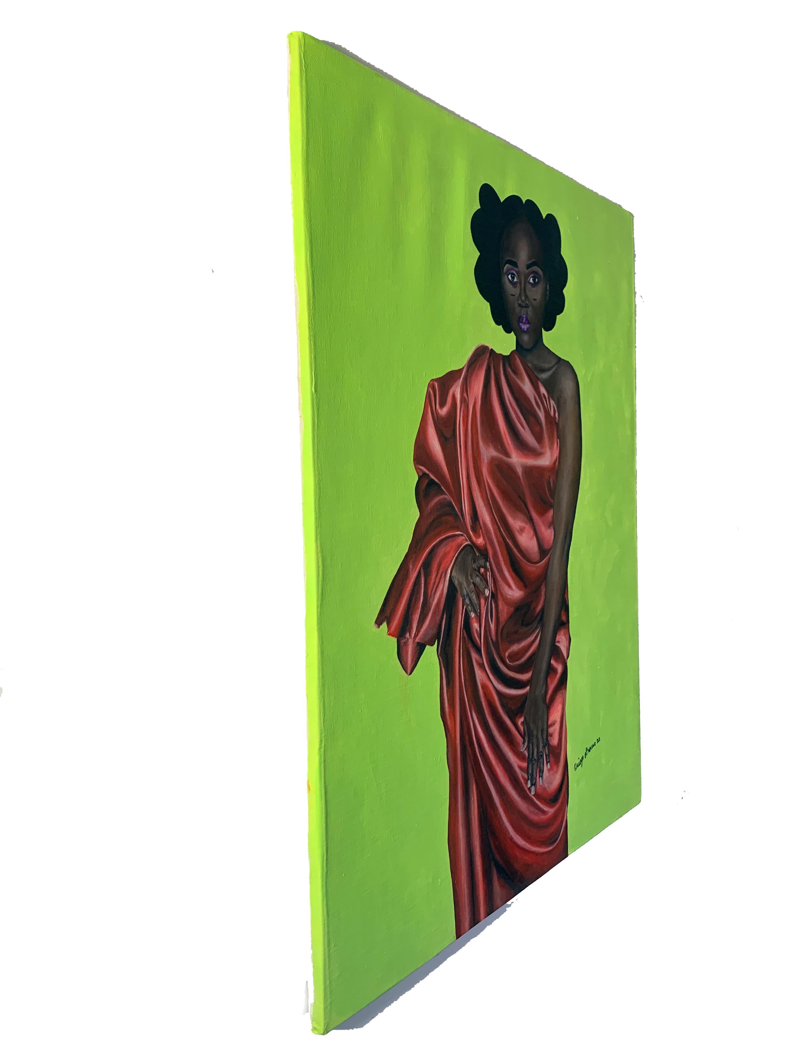 African Woman Essence - Zeitgenössisches figuratives Porträt einer schwarzen Schönheit im Angebot 5