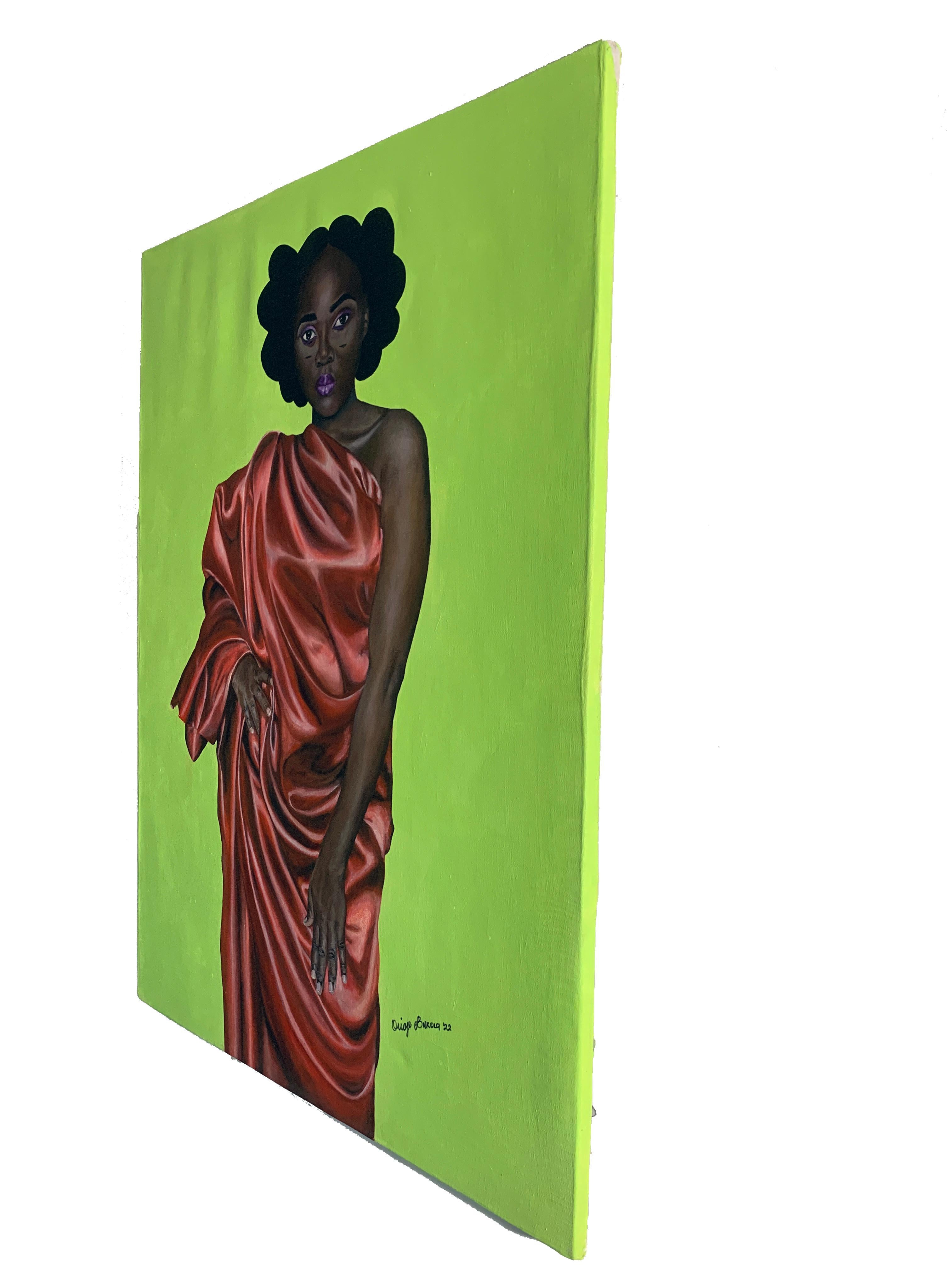 African Woman Essence - Zeitgenössisches figuratives Porträt einer schwarzen Schönheit im Angebot 6