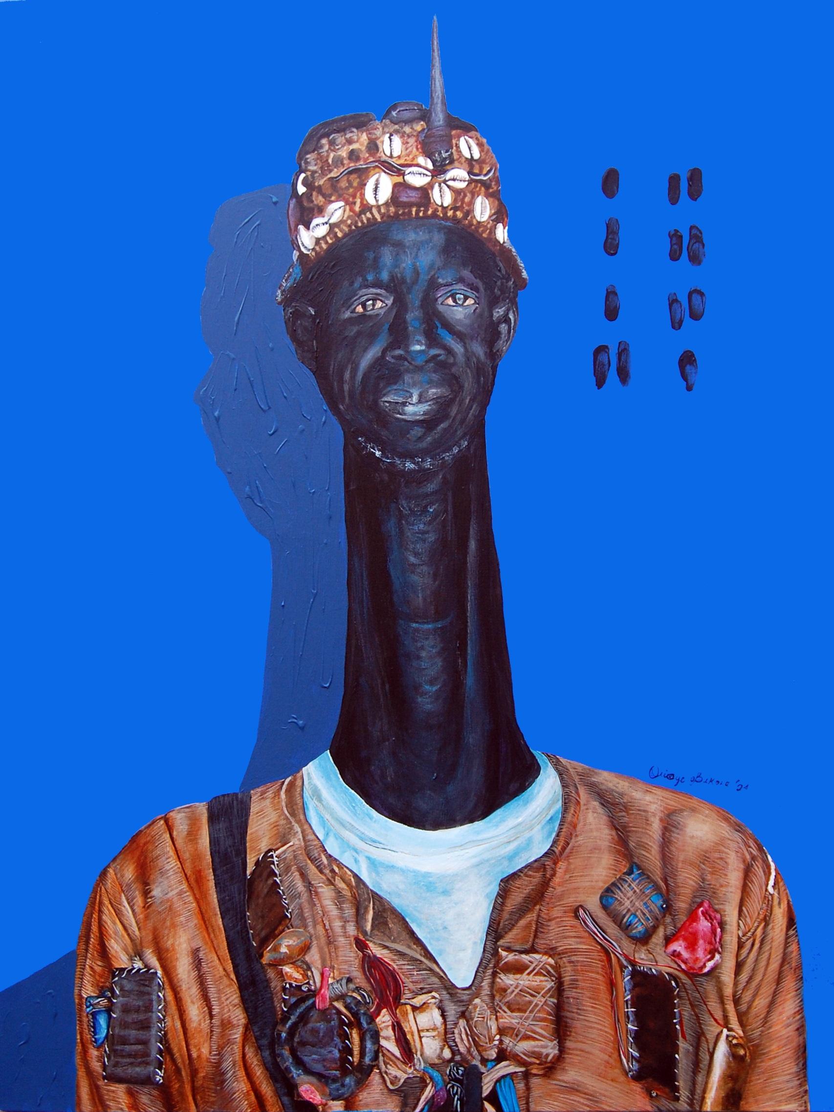 Figurative Painting di Bukola Orioye - Agbomola 1 - 21° secolo, Contemporaneo, Figurativo, Commento culturale, Africa