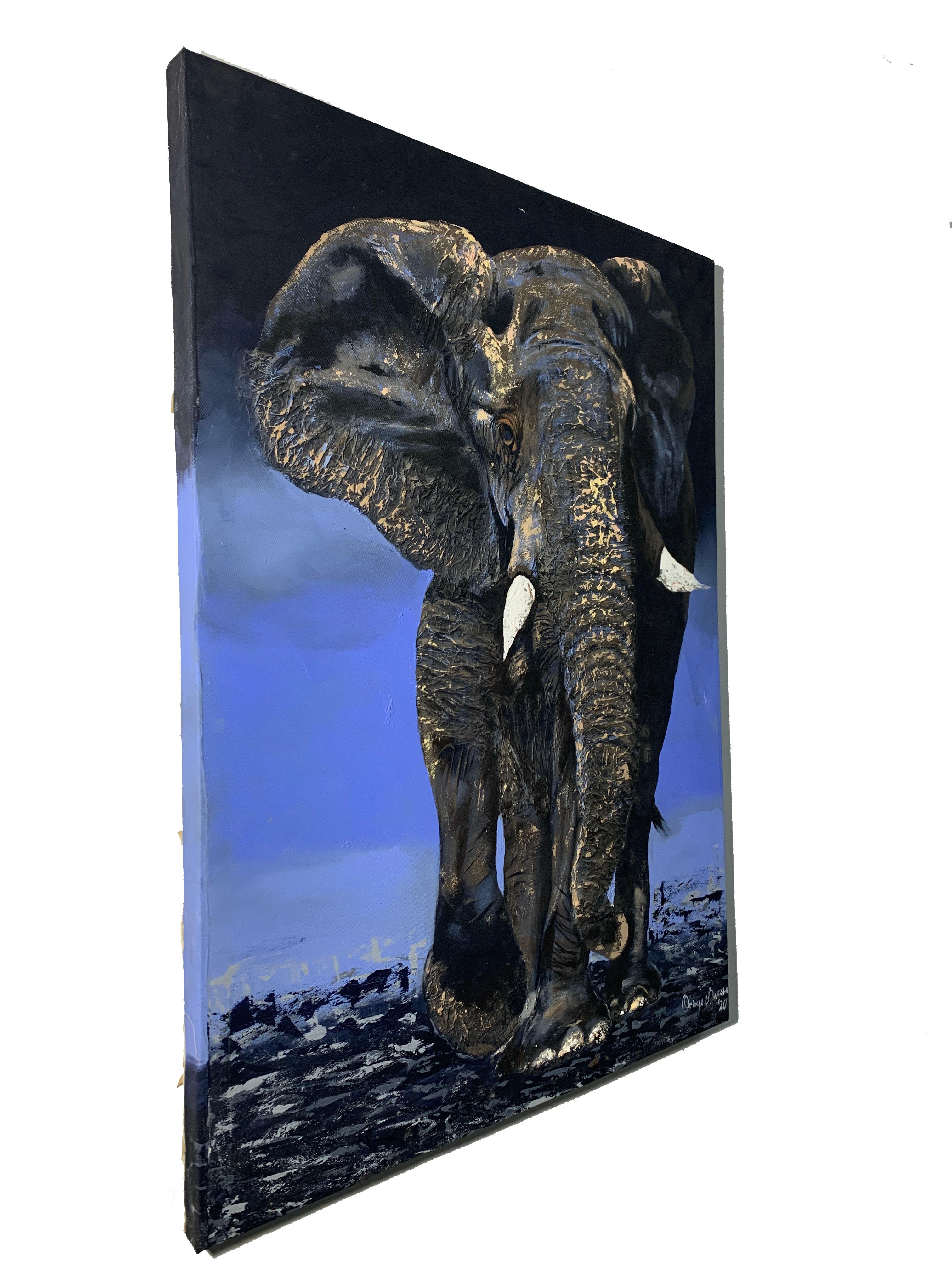 Ajanaku - Porträt eines Elefanten im Angebot 1
