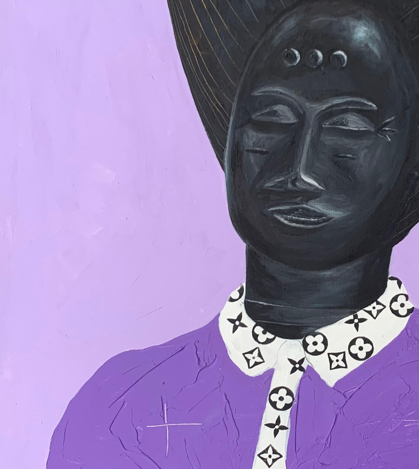 Schönheit in der Vogue (Violett), Figurative Painting, von Bukola Orioye